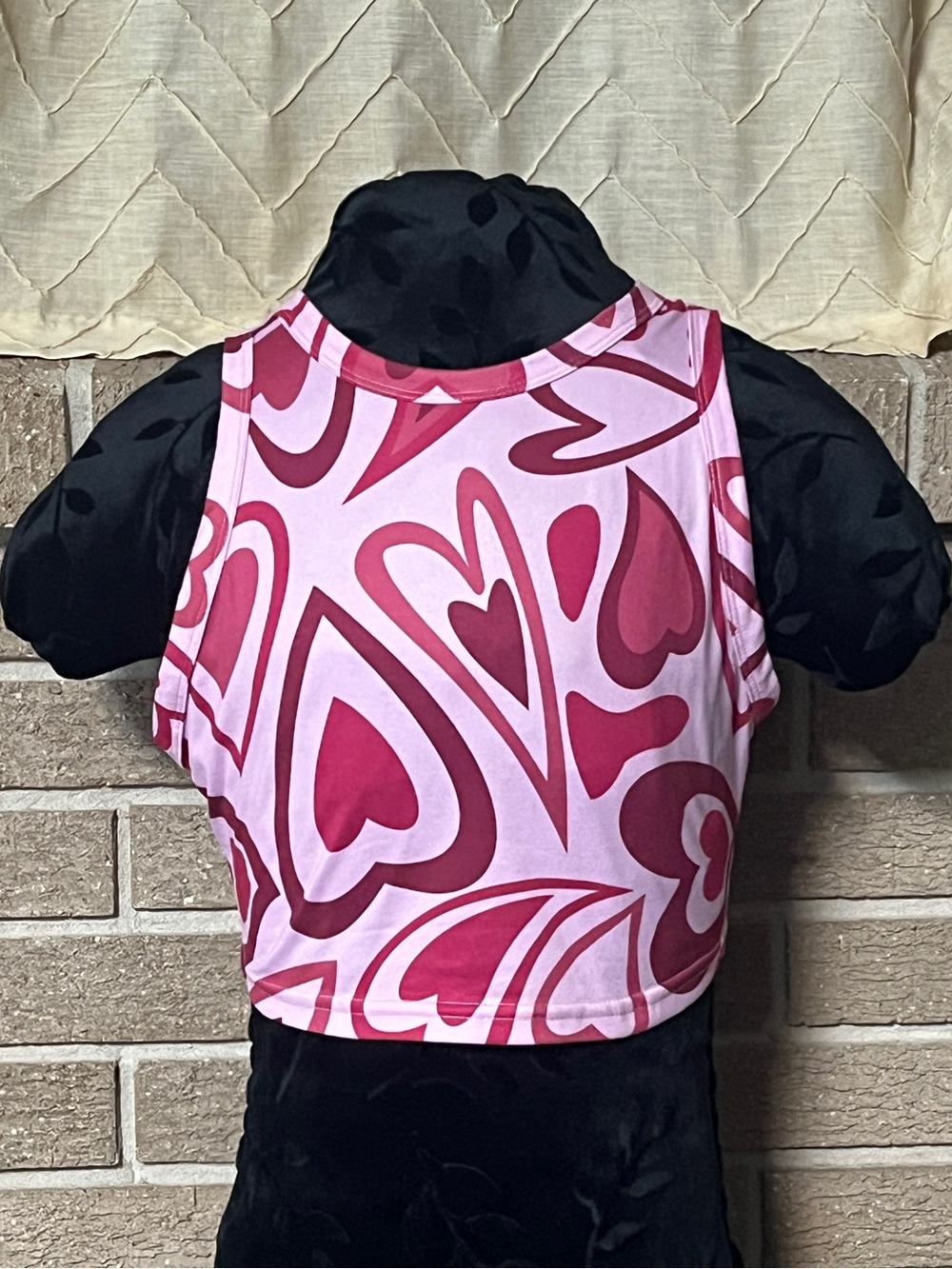 Y2K Pink Hearts Cropped Tank